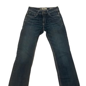 Buckle BKE  “carter” dark wash bootcut zip fly jeans size 30R